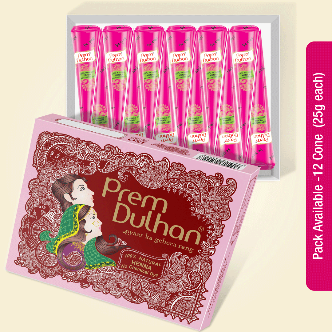 Prem Dulhan Mehendi Cone | 100% Natural Henna Cones-Pink Box