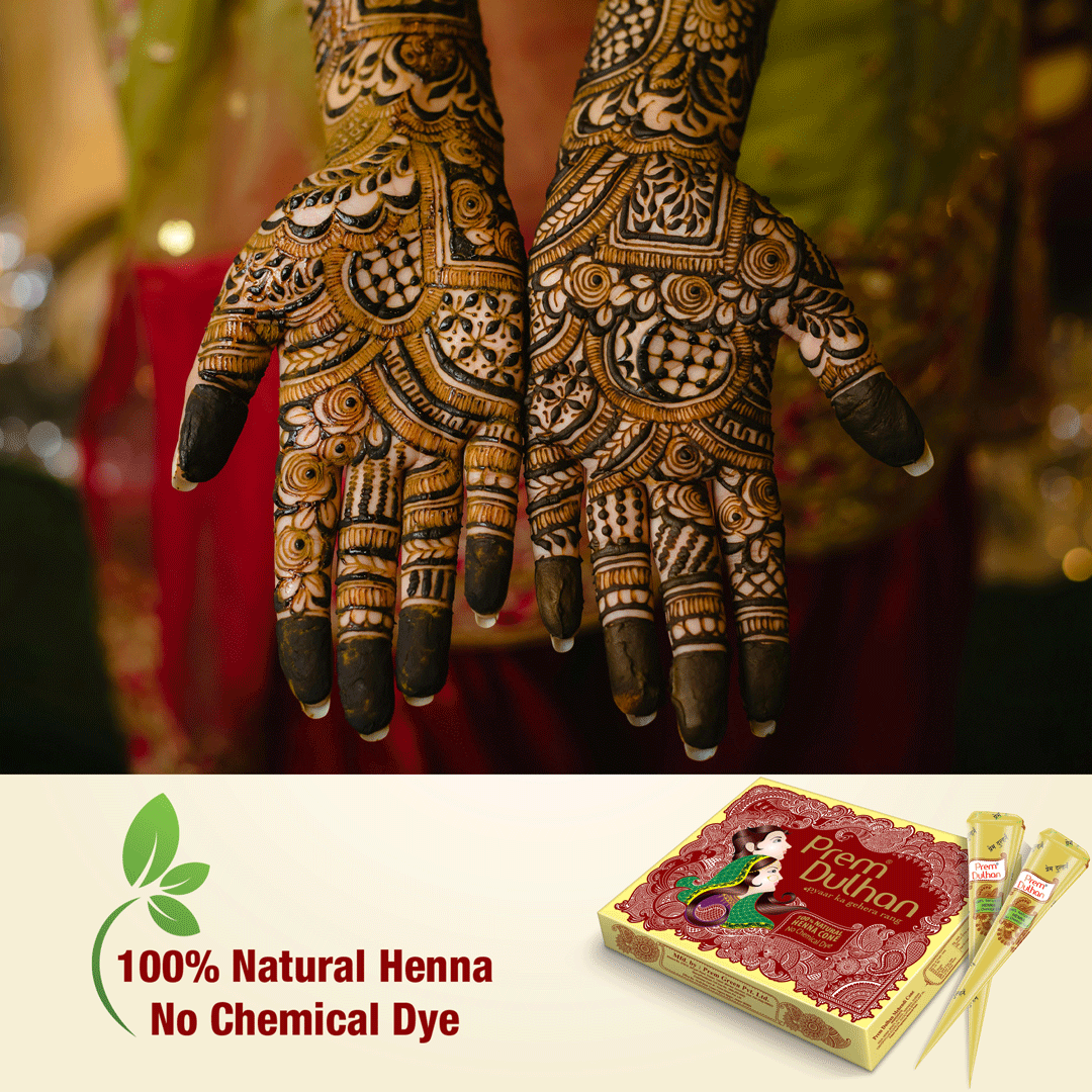 Prem Dulhan Mehendi Cone | 100% Natural Henna Cone-Yellow Box