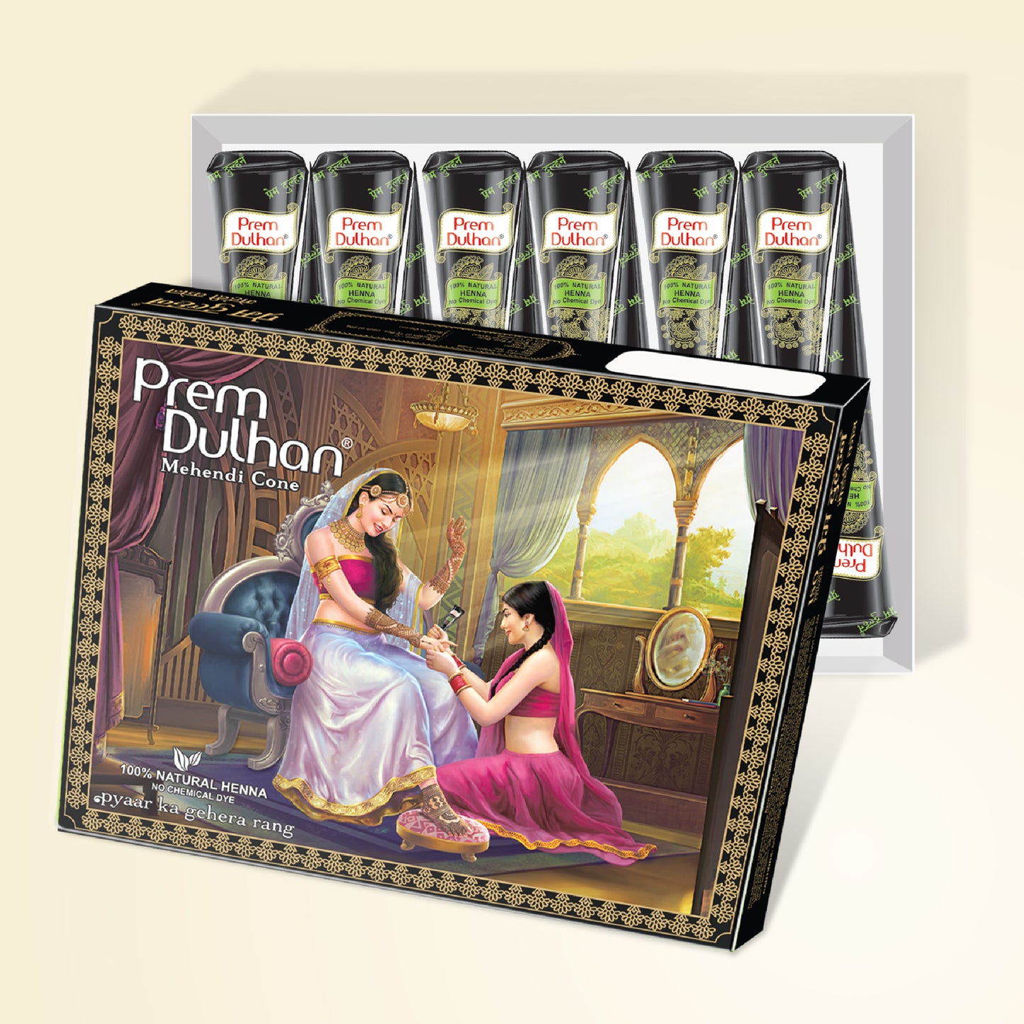 Prem Dulhan Mehendi Cone | 100% Natural Henna Cones- Black Box