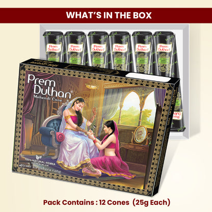 Prem Dulhan Mehendi Cone | 100% Natural Henna Cones- Black Box