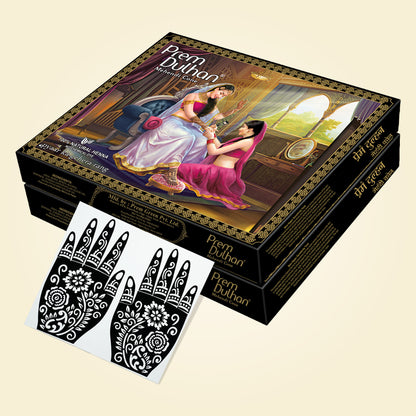 Prem Dulhan Ready to Use Mehendi Cones with Stencils Black Box