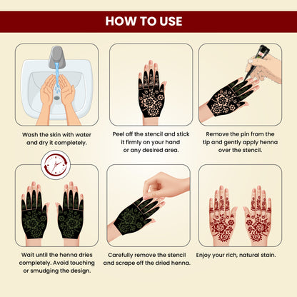 Prem Dulhan Ready to Use Mehendi Cones with Stencils Black Box