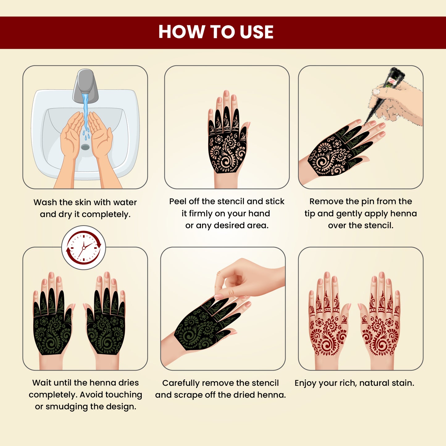 Prem Dulhan Ready to Use Mehendi Cones with Stencils Black Box