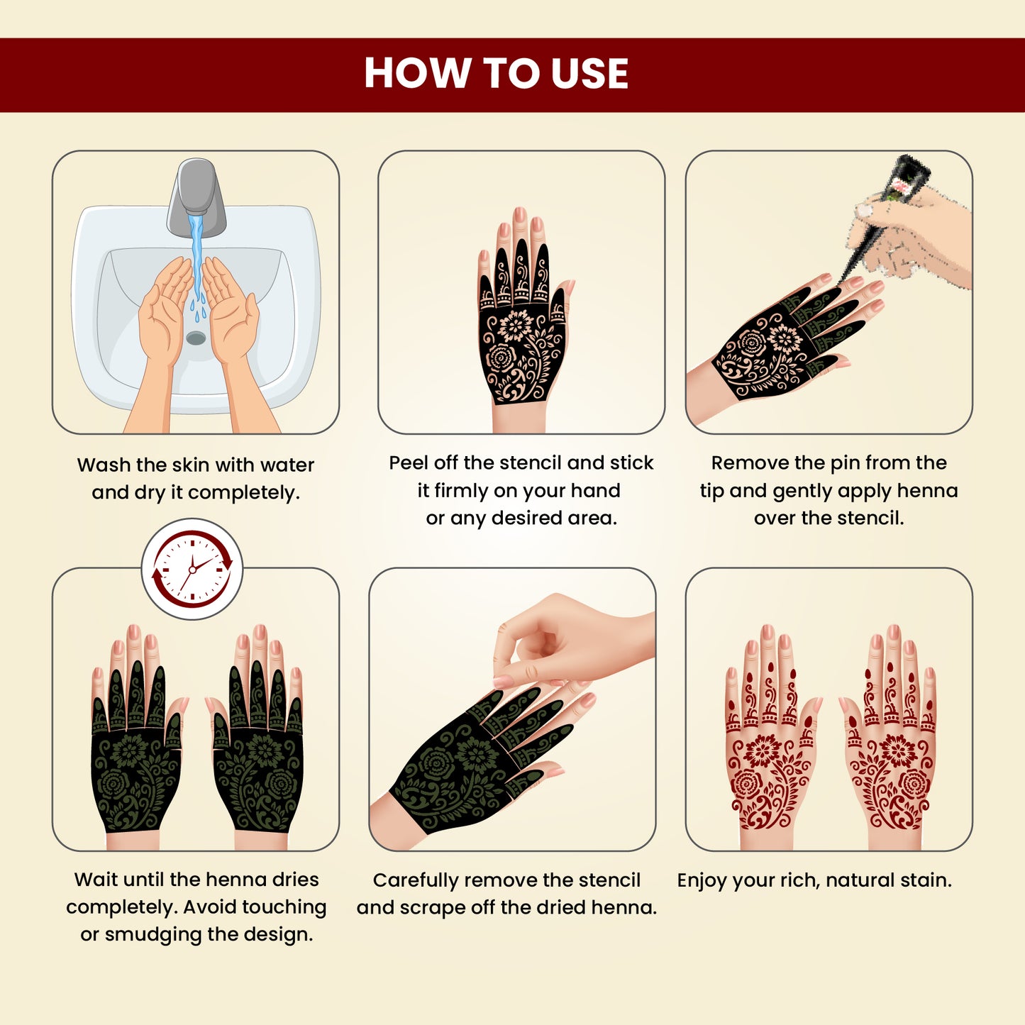 Prem Dulhan Ready to Use Mehendi Cones with Stencils Black Box