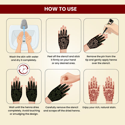 Prem Dulhan Ready to Use Mehendi Cones with Flower Stencils Black Box