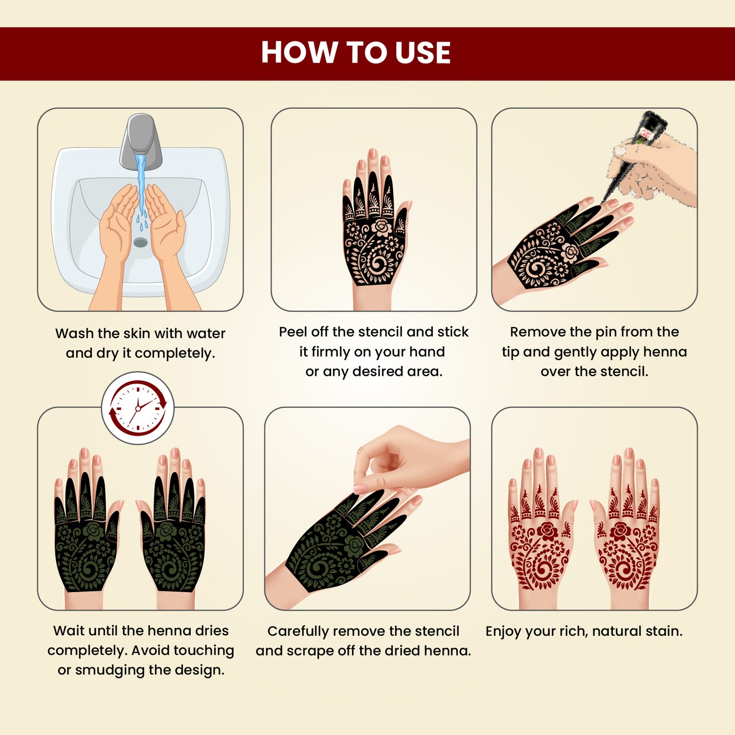 Prem Dulhan Ready to Use Mehendi Cones with Stencils Black Box