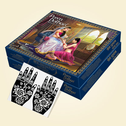 Prem Dulhan Ready to Use Mehendi Cones with Stencils Blue Box