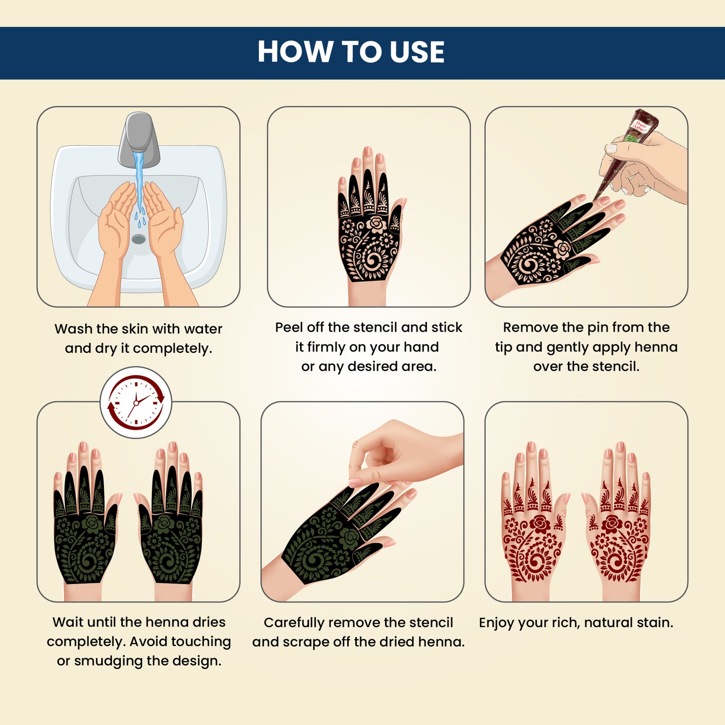 Prem Dulhan Ready to Use Mehendi Cones with Stencils Blue Box