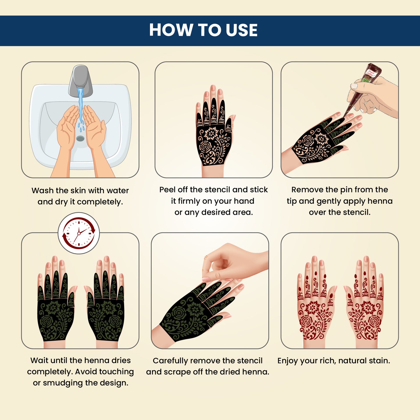 Prem Dulhan Ready to Use Mehendi Cones with Stencils Blue Box