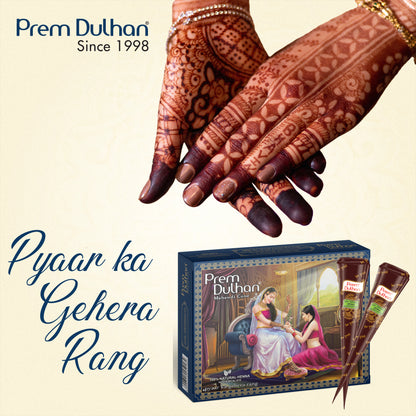 Prem Dulhan Ready to Use Mehendi Cones with Stencils Blue Box
