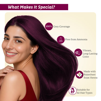 Henna Based Hair Color | Burgundy Red Henna for Hair