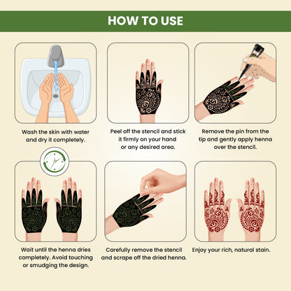 Prem Dulhan Ready to Use Mehendi Cones with Paisley Stencils Green Box