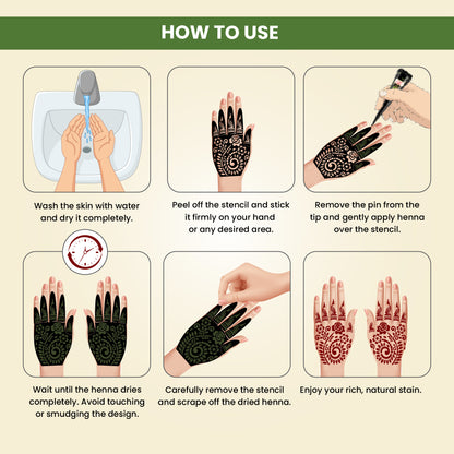 Prem Dulhan Ready to Use Mehendi Cones with Flower Stencils Green Box