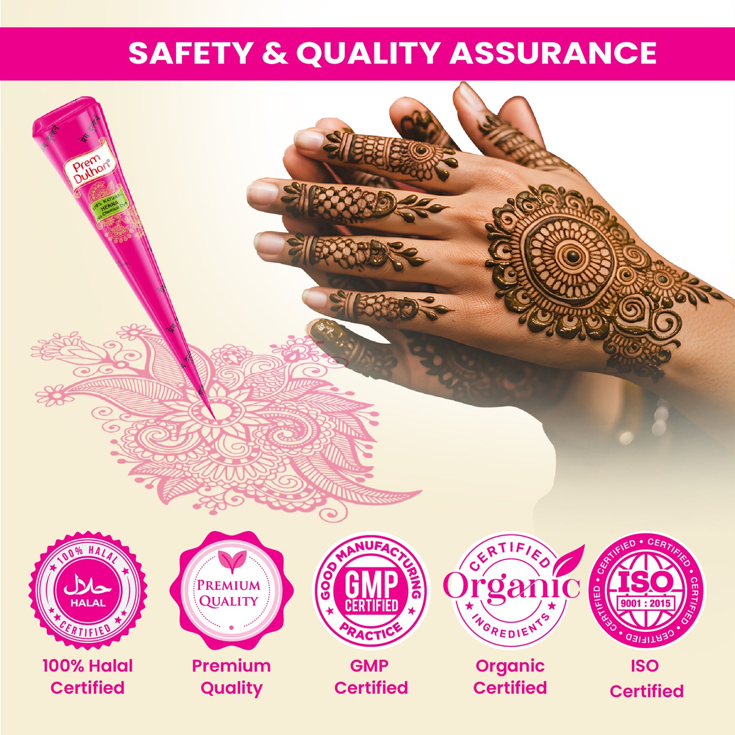Prem Dulhan Mehendi Cone | 100% Natural Henna Cones-Pink Box - Prem Dulhan