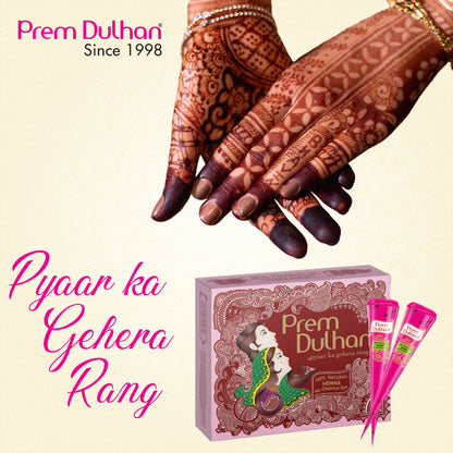 Prem Dulhan Ready to Use Mehendi Cones with Stencils Pink Box