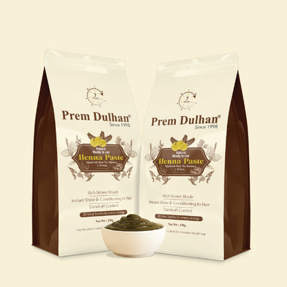 Prem Dulhan Ready-to-Use Natural Henna Paste for Hair | Grey Coverage with 21 Vital Herbs