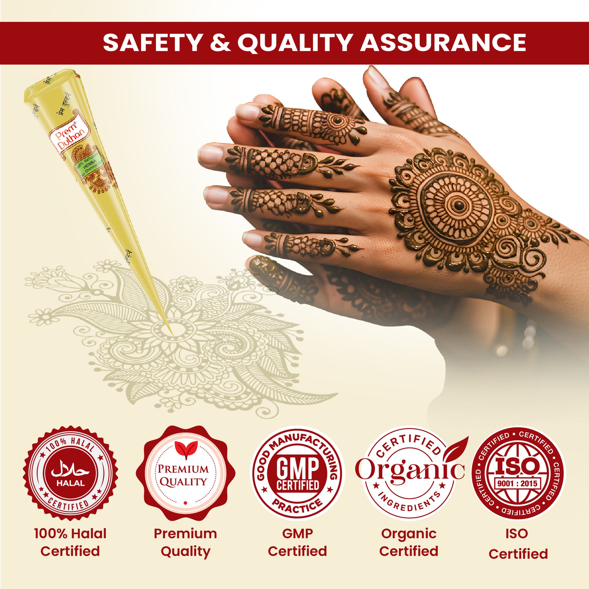 Prem Dulhan Mehendi Cone | 100% Natural Henna Cone-Yellow Box - Prem Dulhan