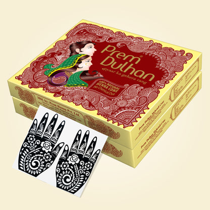 Prem Dulhan Ready to Use Mehendi Cones with Stencils Yellow Box