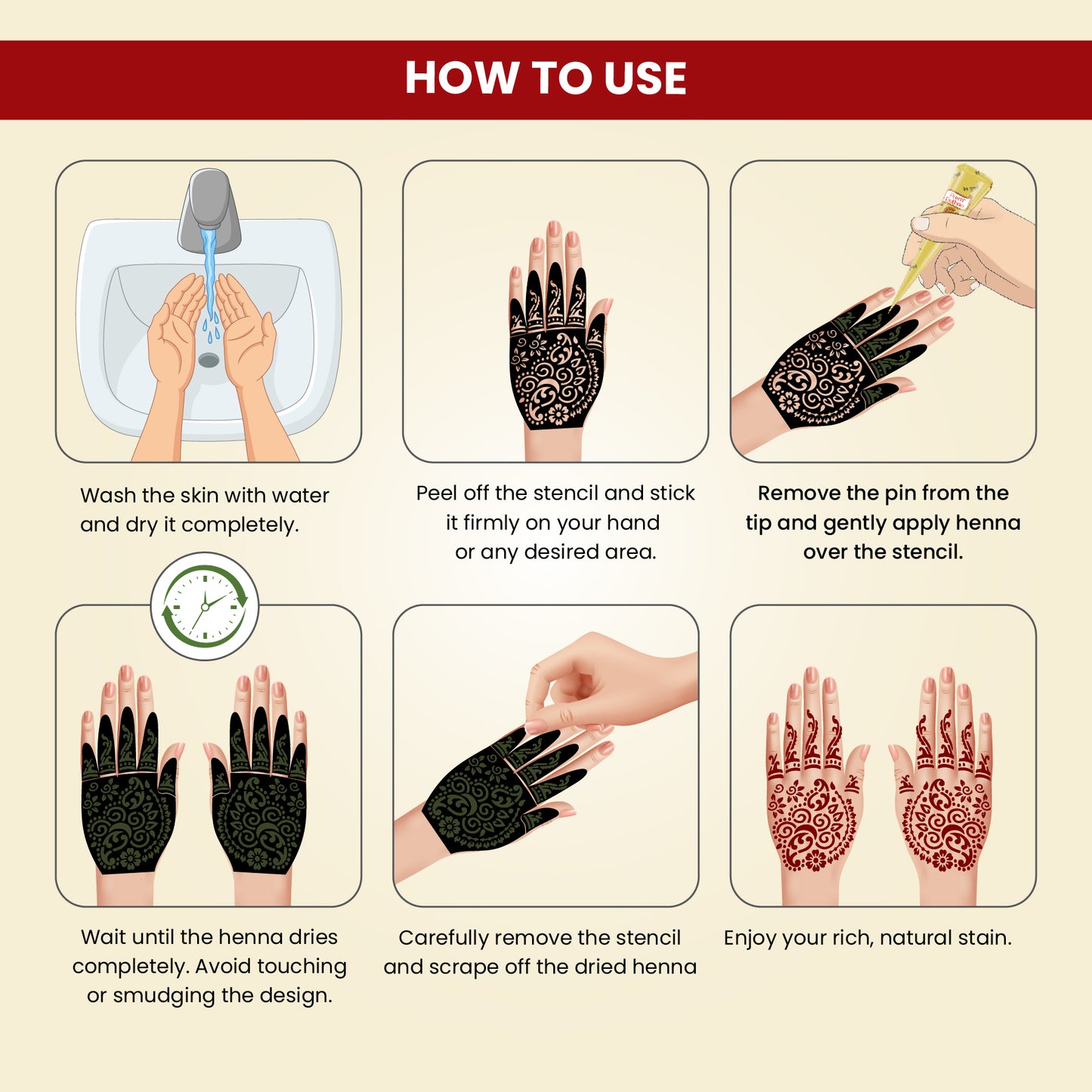 Prem Dulhan Ready to Use Mehendi Cones with Stencils Yellow Box