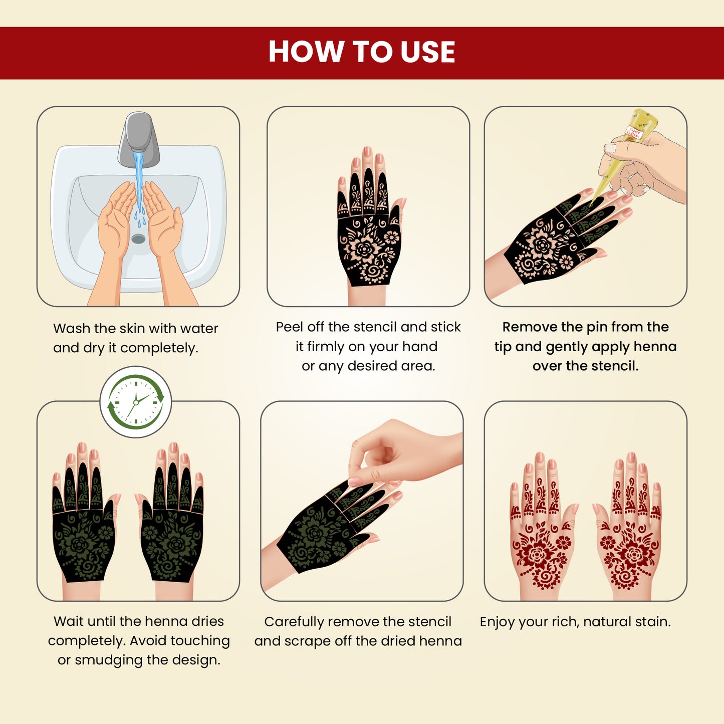 Prem Dulhan Ready to Use Mehendi Cones with Stencils Yellow Box