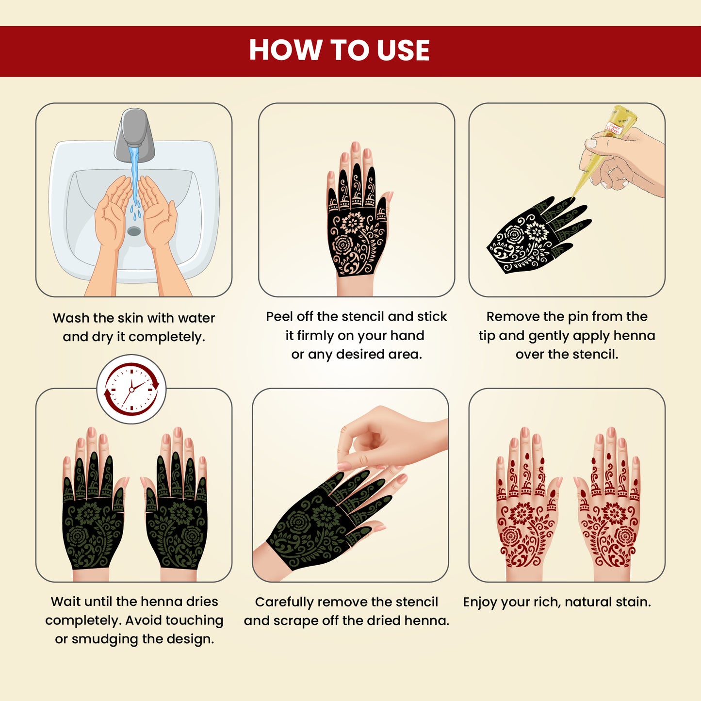 Prem Dulhan Ready to Use Mehendi Cones with Stencils Yellow Box